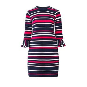 DRAPER JAMES ELOQUII Striped Dress Preppy Ruffle Sleeve Spring Zip Back Sz20 RTR
